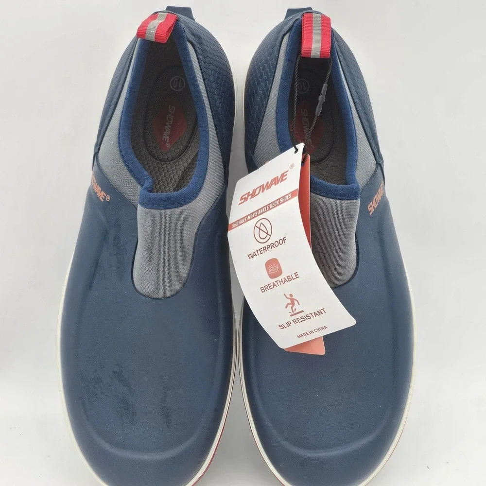 Mens Showave Slipon Deck Shoes Size 10 Blue Waterproof